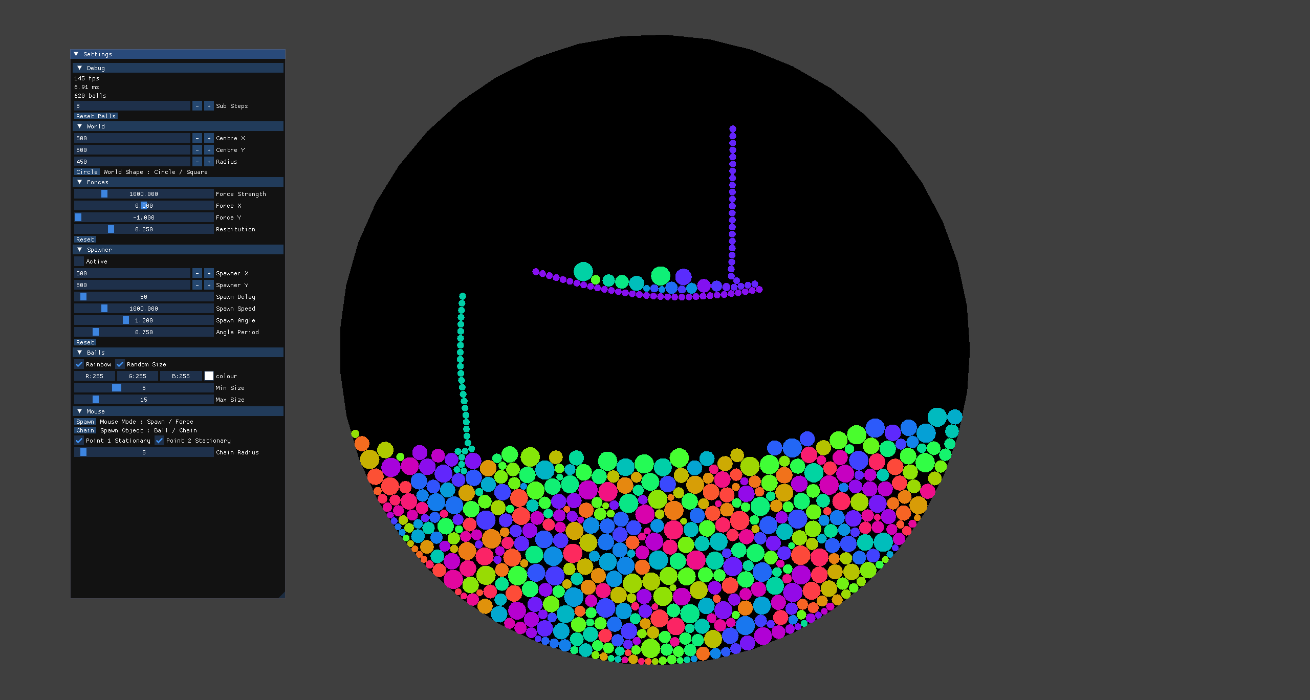 Preview of Verlet Physics Simulator